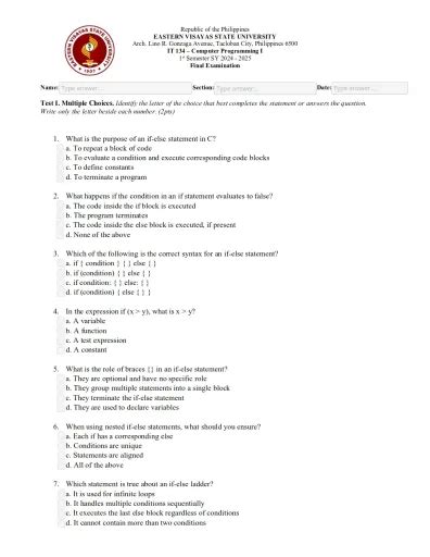 Image result for Computer Programming I Final Exam