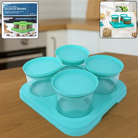 Airtight Container Jar 4 Pc Set With Stylish Tray for Kitchen Unbreaka