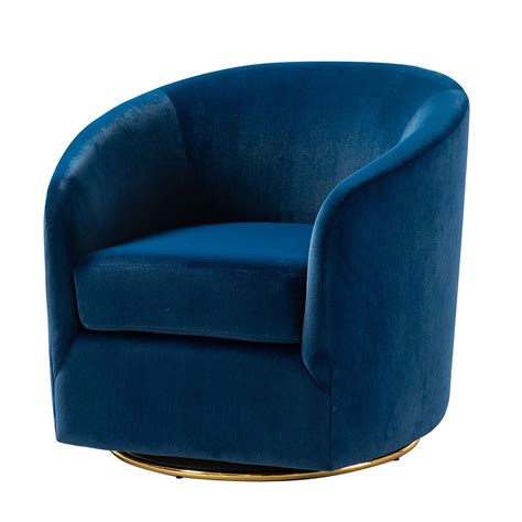 14 karat home contemporary velvet accent swivel chair navy blue modern ...
