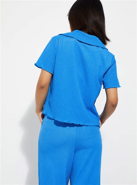 Buy URB_N Women Textured Cropped Shirt Style Top Online at just Rs. 599 ...