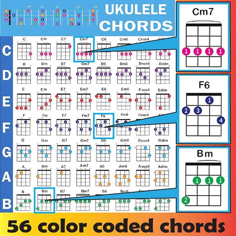 QMG Ukulele Chords Poster, An Educational Reference India | Ubuy
