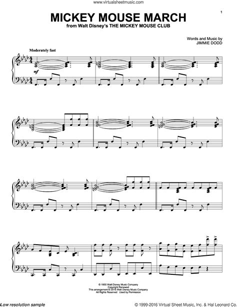 Mickey Mouse March [Jazz version] (from The Mickey Mouse Club) sheet ...