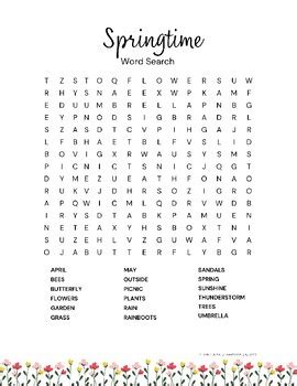Image result for Springtime Word Search