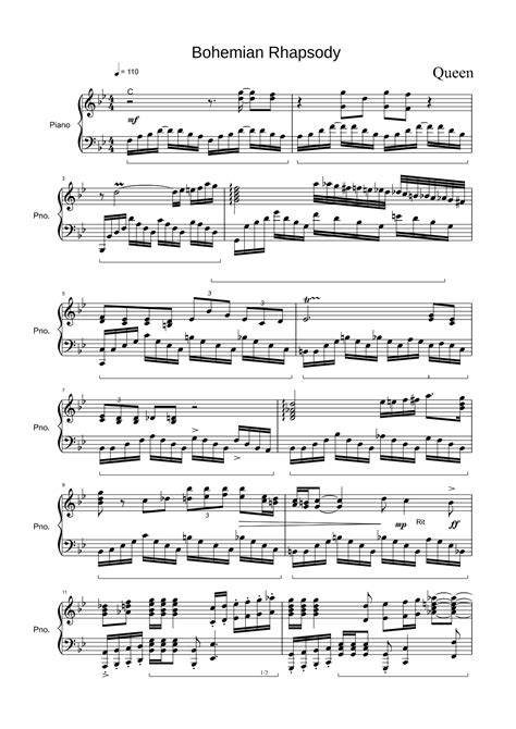 Bohemian Rhapsody (arr. Queen) by Queen Sheet Music for Piano Solo at ...