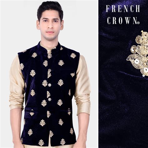 Cinder Blue Designer Velvet Sequin And Thread Embroidered Textured ...