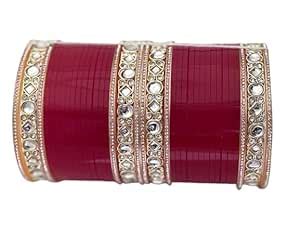 Buy Traditional Maroon Chura Bangles Set with artificial Stones ...