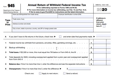 IRS Form 945 instructions | How to fill out 945 for 2021