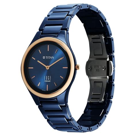 Buy Online Titan Edge Bicolour Quartz Analog Blue Dial Blue Ceramic ...
