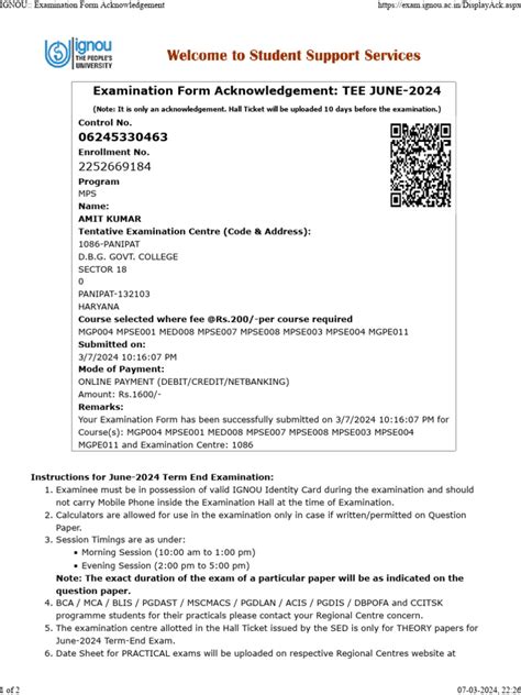 Image result for Ignou Assignment Acknowledgement Form