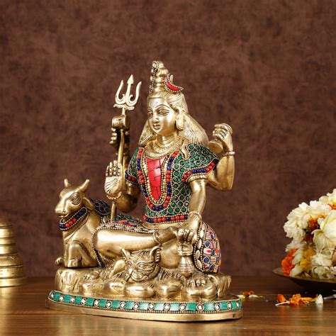 Buy Brass lord Shiva with nandi 9 " - Budhshiv.com