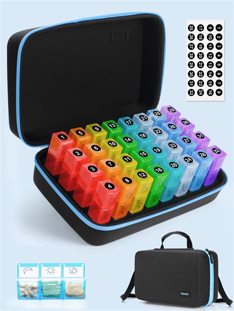 Monthly Pill Organizer 3 Times a Day, 30 Day Pill Box with Portable Large Hardshell Travel Case ...
