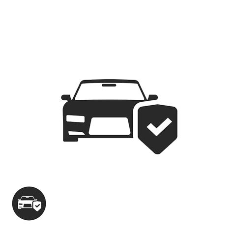 Car secure or insurance protection vector icon isolated black and white ...