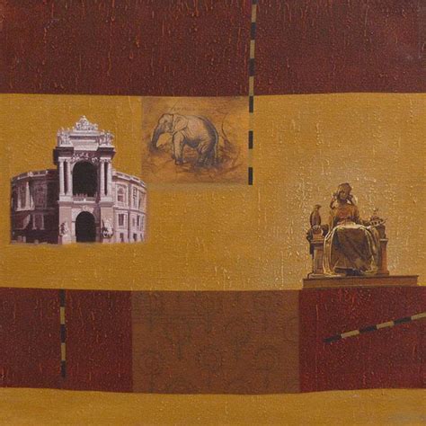 "Indian Monument Wall I": Yellow Orange Acrylic Painting by Sanjay ...