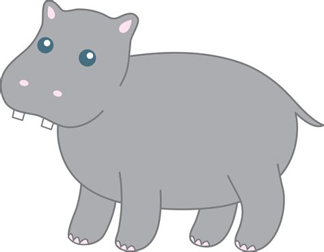 Cute Hippopotamus - Free Clip Art