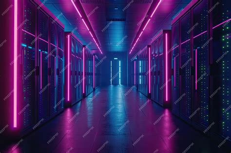 Data center with multiple server racks modern technology concept with ...
