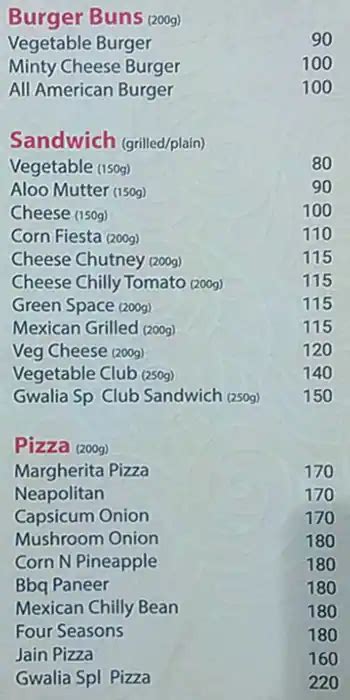 Menu at Gwalia Sweets Motera, Ahmedabad, GF
