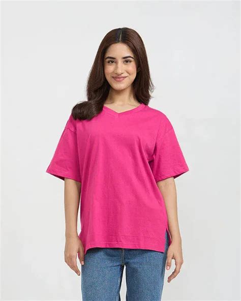 Shop V Neck Oversized T-Shirts for Women - Comfortable & Stylish