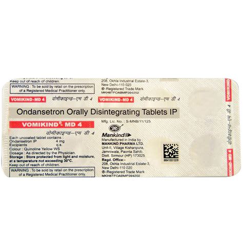 Vomikind MD 4 Tablet | Uses, Side Effects, Price | Apollo Pharmacy