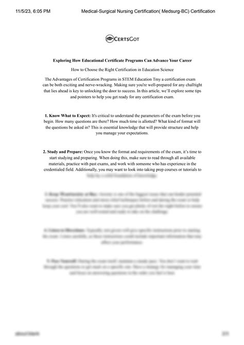 SOLUTION: Medical-Surgical Nursing Certification( Medsurg-BC ...