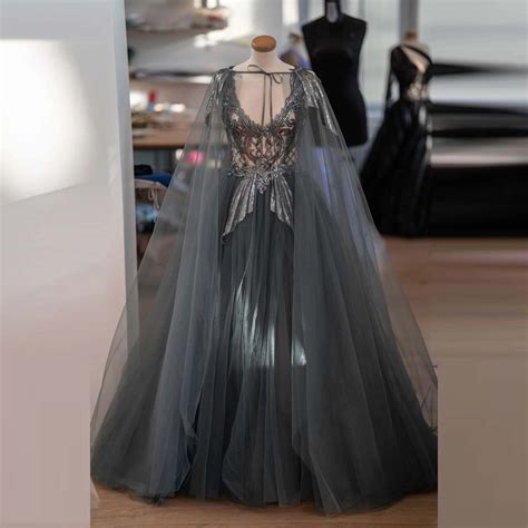 Dark Gray Dresses Prom Gown Sequin abiye gece elbises Beaded Prom Gowns ...