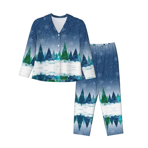 2 Piece Womens Pajama Sets - Christmas Trees k Soft Sleepwear Comfy ...