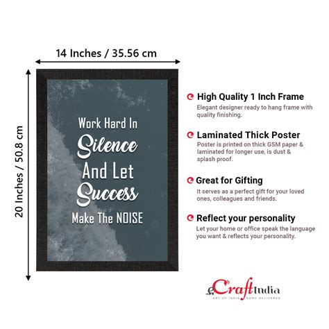 "Work hard in Silence" Motivational Quote Satin Matt Texture UV Art ...