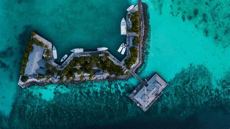Wallpaper island, pier, aerial view, ocean, tropics hd, picture, image