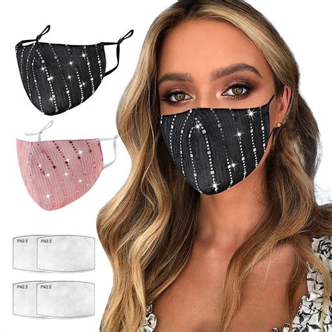 Sparkly Mesh Face Mask Reusable Face Bandanas Decorative Halloween ...