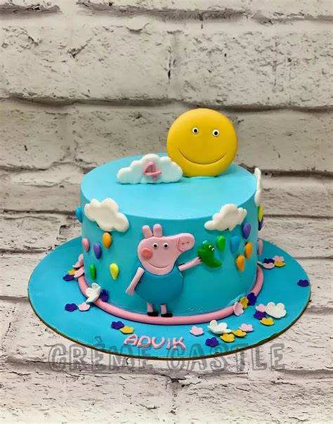 Peppa Pig Blue Cake - Creme Castle