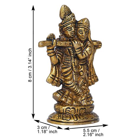 Golden Brass Radha Krishna Murti Idol - God Goddess Statue Decorative ...