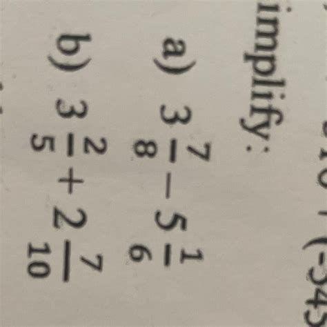 Simplify 3 7/8 - 5 1/6 - Brainly.in