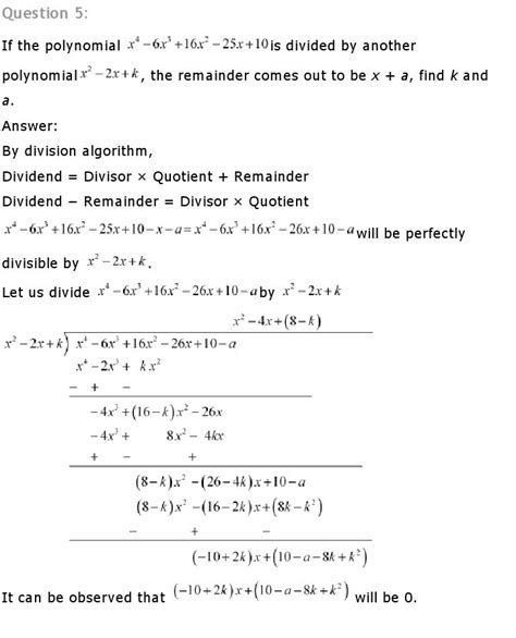 Polynomials, Class 10 Mathematics NCERT Solutions
