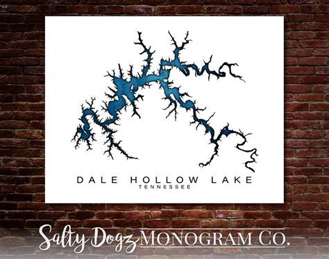Buy Wall Art Map Print of Dale Hollow Lake, Tennessee!!! Online in ...