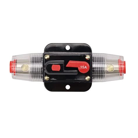 Buy Bumbesti 12-24V DC 15A Fuse Holder Resettable Inline Fuse Circuit ...