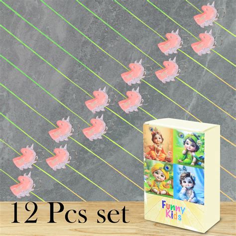 12 Pc Unicorn Toy Rakhi Set for Kids – Transparent Light-Up Character