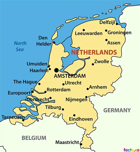 Netherlands city map - Map of Netherlands cities (Western Europe - Europe)