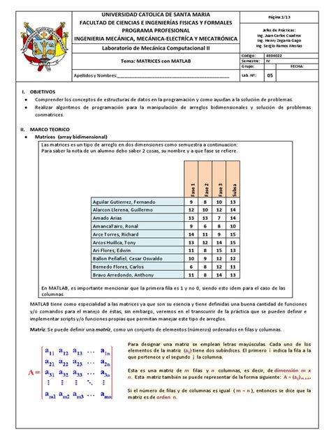 Matriz En El Script De MATLAB 的图像结果