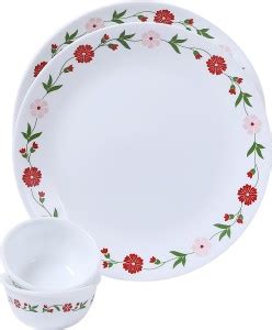 CORELLE Pack of 4 Glass Spring Pink 4 Pieces Dinner Set Dinner Set ...