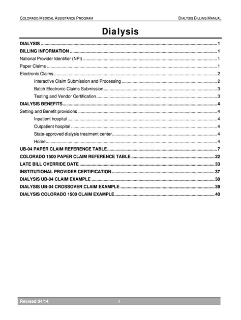 Fillable Online colorado Dialysis Billing Manual (April 2014).pdf ...