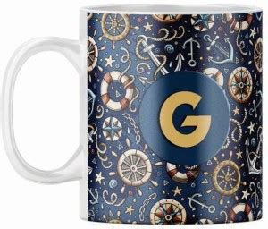 MM9E Alphabet G Letter Printed Ceramic Coffee ( D7-G ) 330 ml Ceramic ...