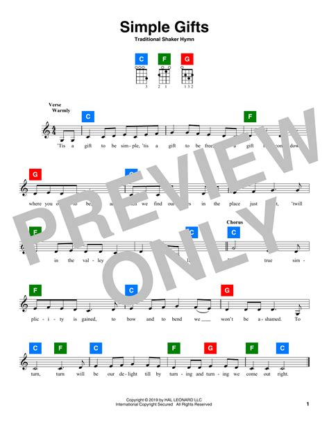 Simple Gifts by Traditional Shaker Hymn - ChordBuddy Uke - Guitar ...