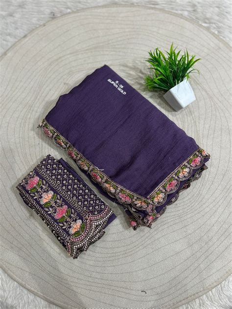 Designer Embroidered Saree with Heavy Work Blouse | Wedding & Party ...
