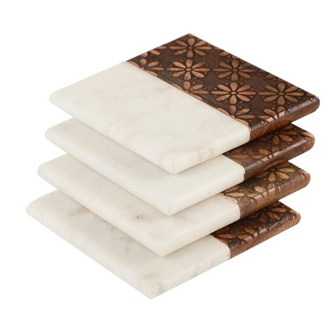 Wooden Marble Coasters – Engraved Set of 4 – NikkisPride