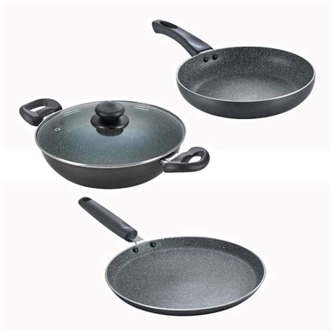 Prestige Deluxe Granite BYK 3PC Set Induction Bottom Non-Stick Coated ...