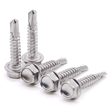 Glvaner #10 x 5/8" Stainless Steel 410 Hex Washer Head Self Tapping ...