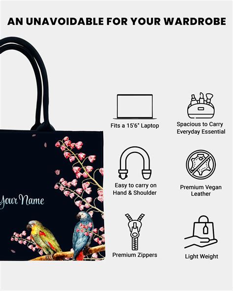 colorful parrot Premium Embossed Customized Tote Bag - Invoguishindia