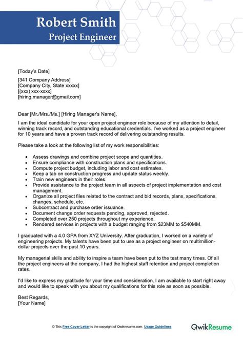 Image result for Cover Letter Project Engineering Examples