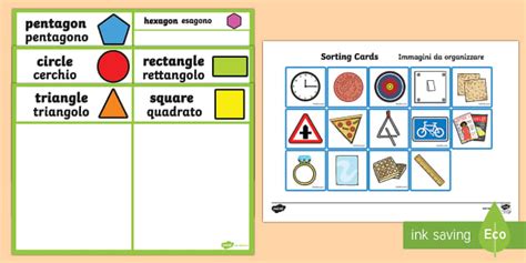 2D Shape Sorting Activity English/Italian - 2D Shape Sorting Activity