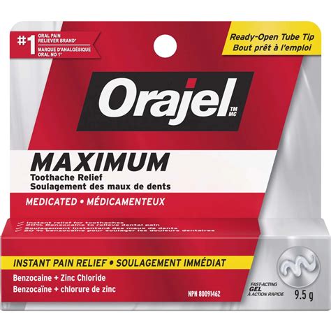 Orajel Maximum Strength Toothache Relief Gel with 20% Benzocaine for Instant Pain Relief - CTC ...