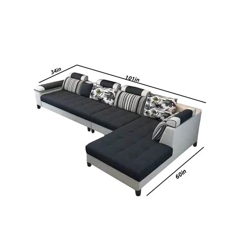 Casaliving - Vincent 6 Seater RHS L Shape Sofa Set for Living Room (Bl